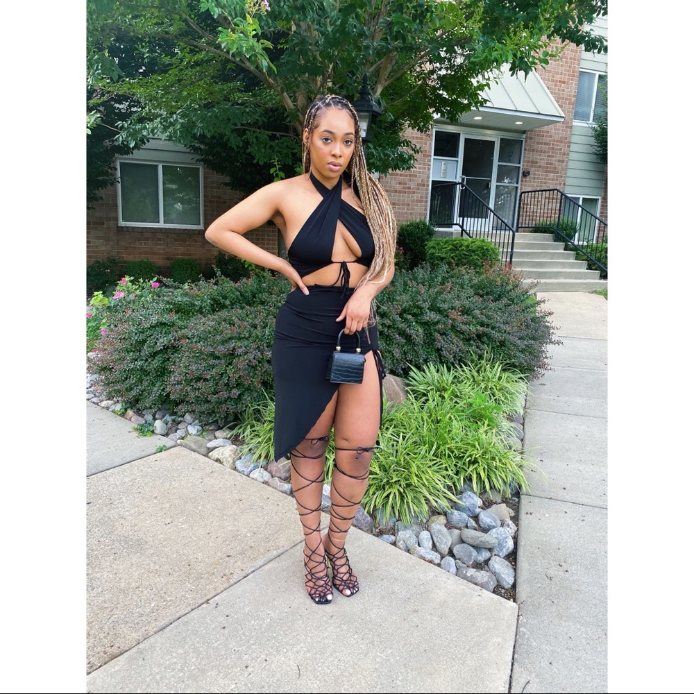 Womens Black Skirt Set